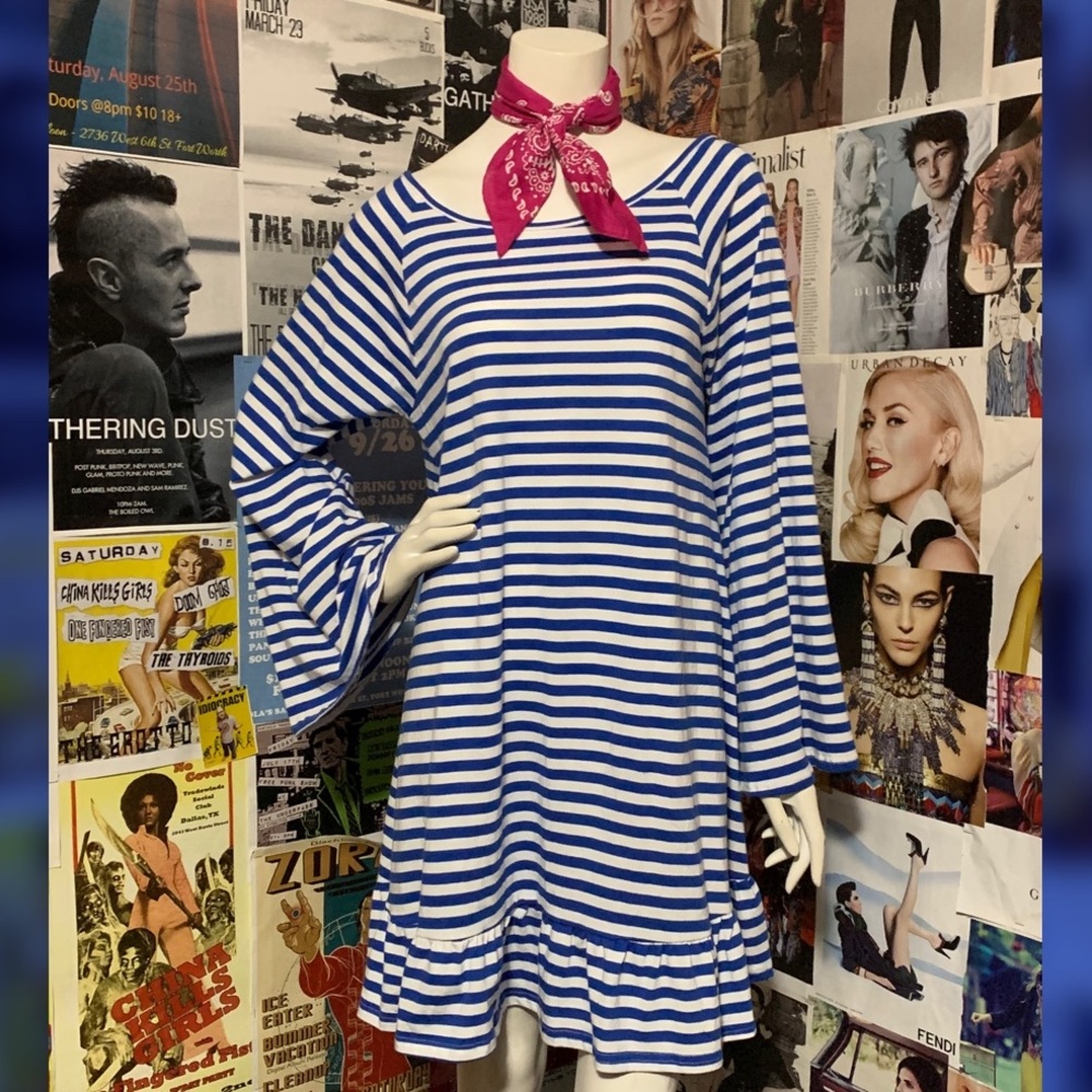 Philosophy Beachy Blue/White Striped Dress - Sz M